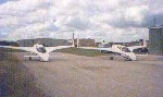 Two Cozy Mk IV's. Mike Pinnock - right, Chuck Larson - left, 2/25/94 - Chuck took just over 31 months to build 