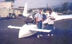 Billy Denis & Dennis Oelman after first flight with Billy's Cozy 2/9/95, Keahole, HI